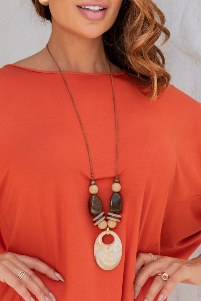 COLAR PEDRA OVAL - BEGE