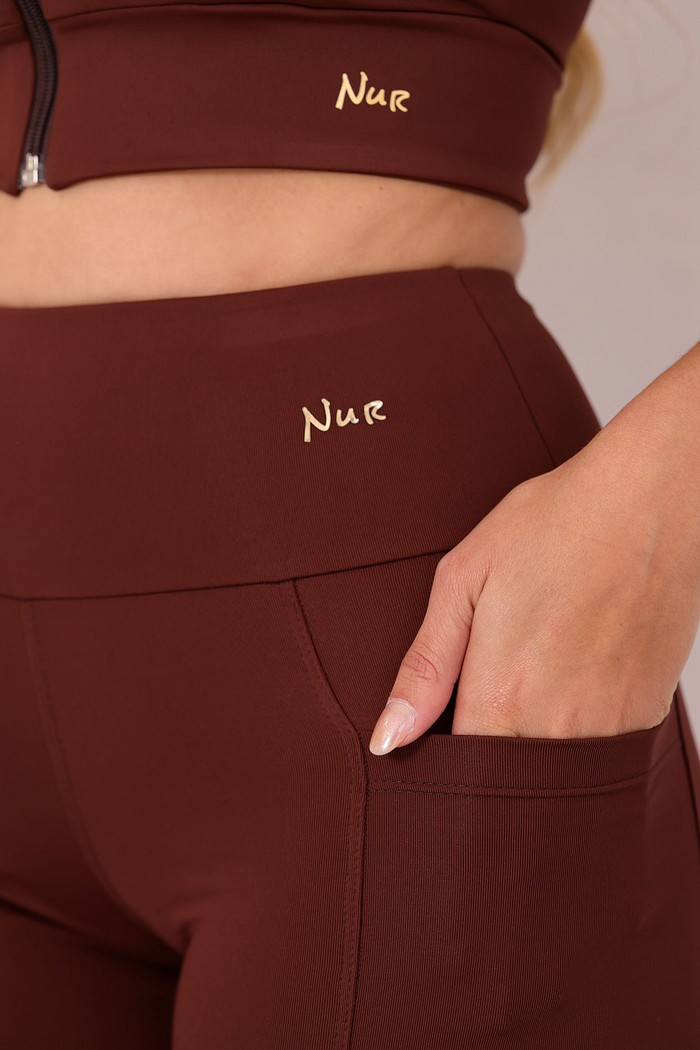 BERMUDA FITNESS COM BOLSO - MARROM