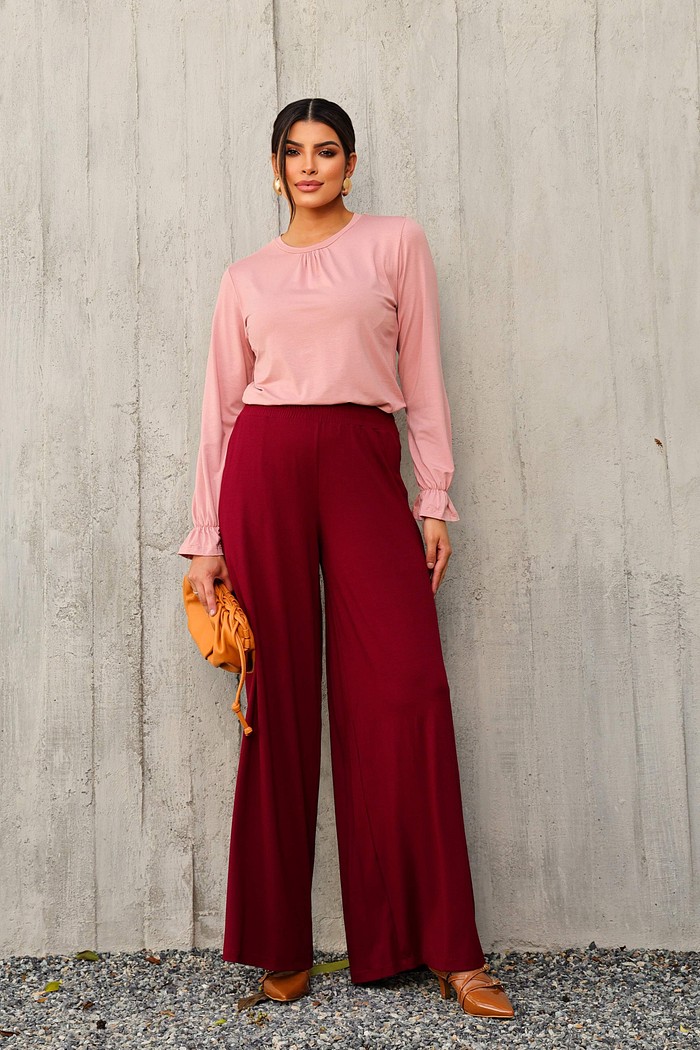 BLUSA PUNHO FRANZIDO - ROSE