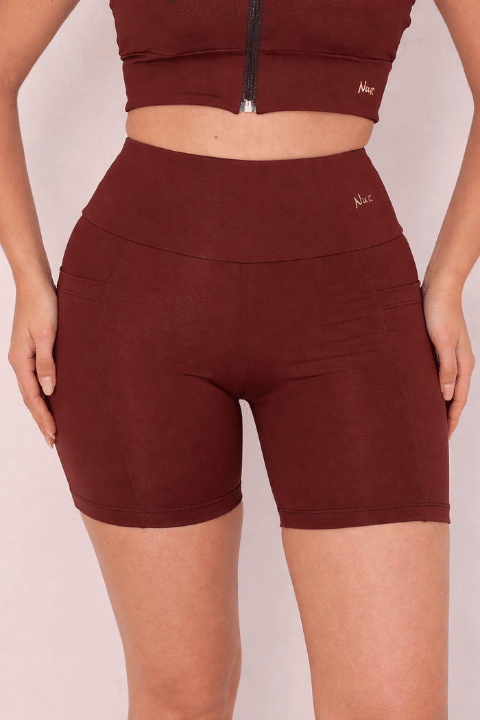 BERMUDA FITNESS COM BOLSO - MARROM
