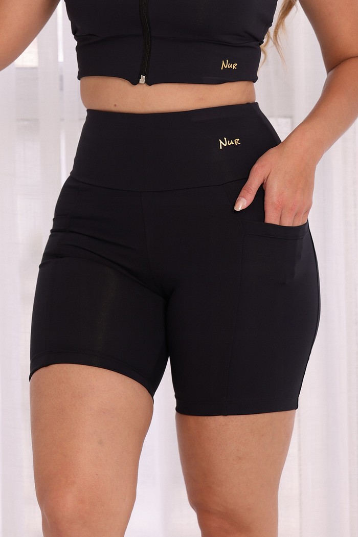BERMUDA FITNESS COM BOLSO - PRETA