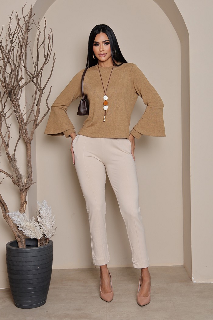 BLUSA MANGA FLARE - CAQUI