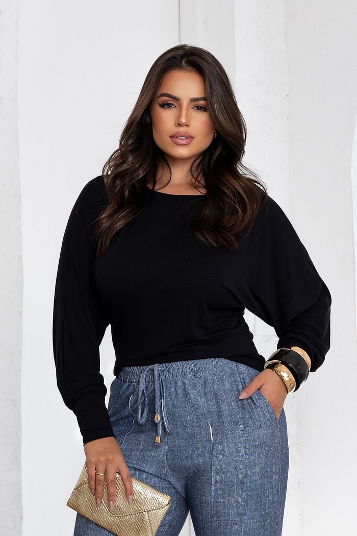 BLUSA VISCOLYCRA MANGA MORCEGO - PRETA