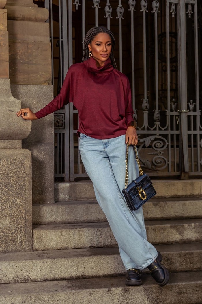 BLUSA MORCEGO LÃZINHA - BORDÔ