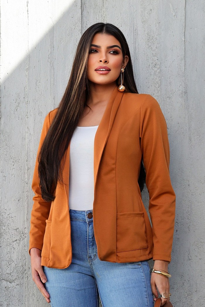 BLAZER MALHA ROMA - CARAMELO