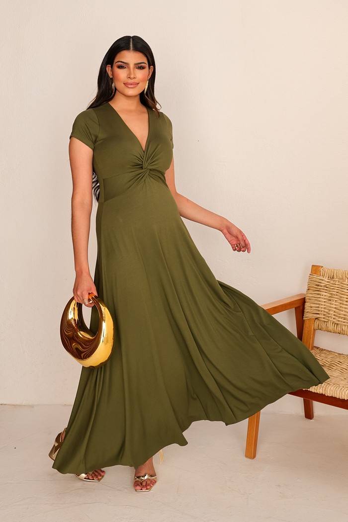 VESTIDO LONGO BUSTO NÓ - VERDE