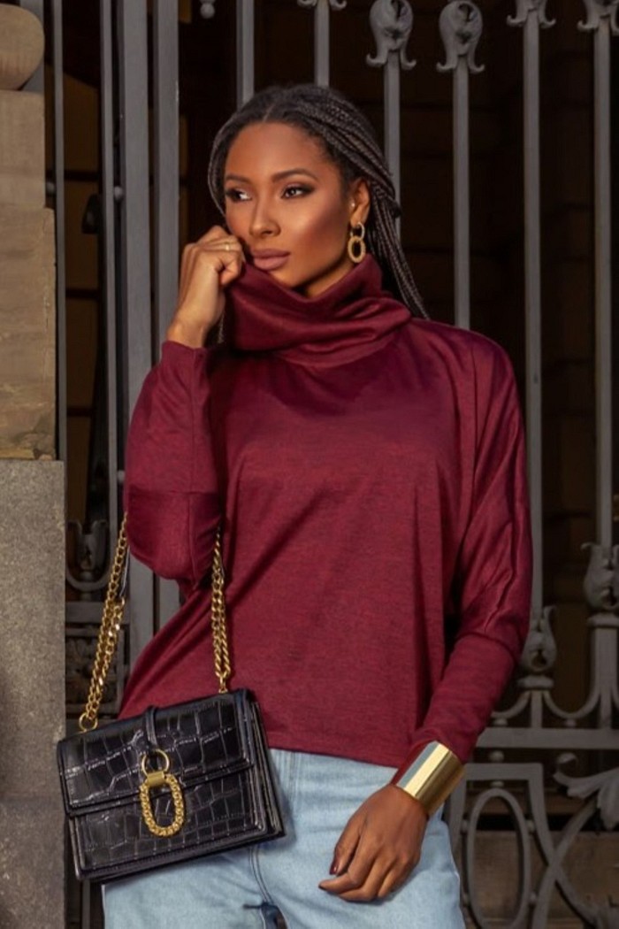 BLUSA MORCEGO LÃZINHA - BORDÔ