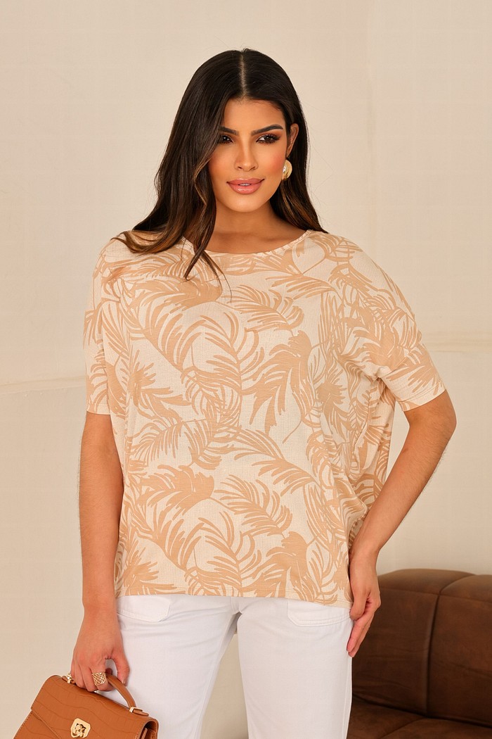 BLUSA AMPLA - ESTAMPA BEGE