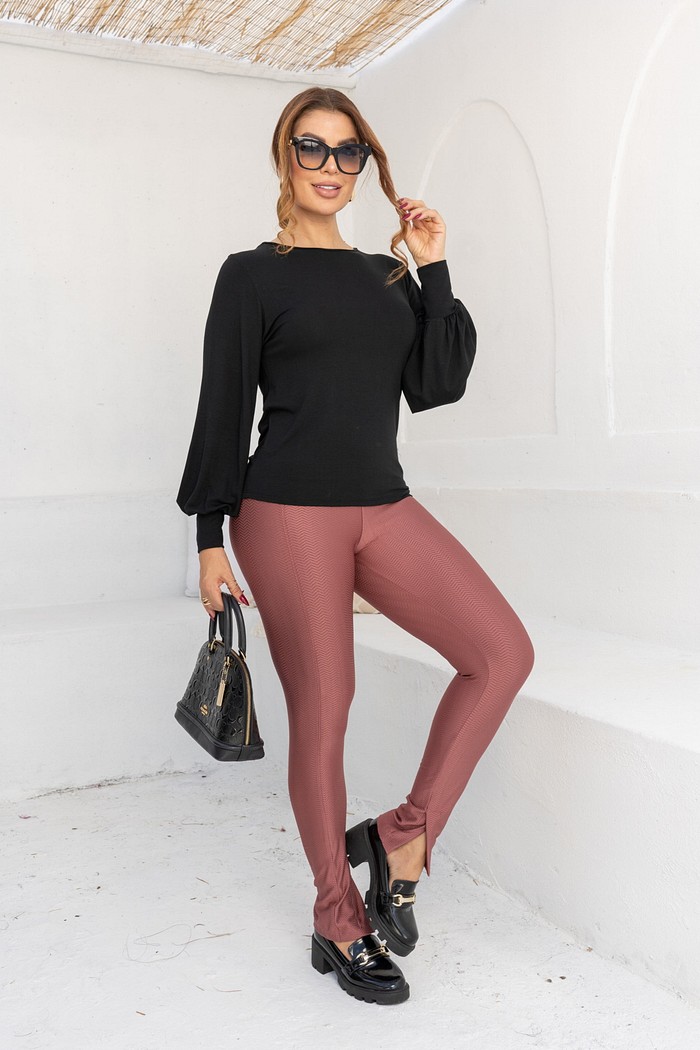 BLUSA VISCOLYCRA MANGA BUFANTE - PRETA
