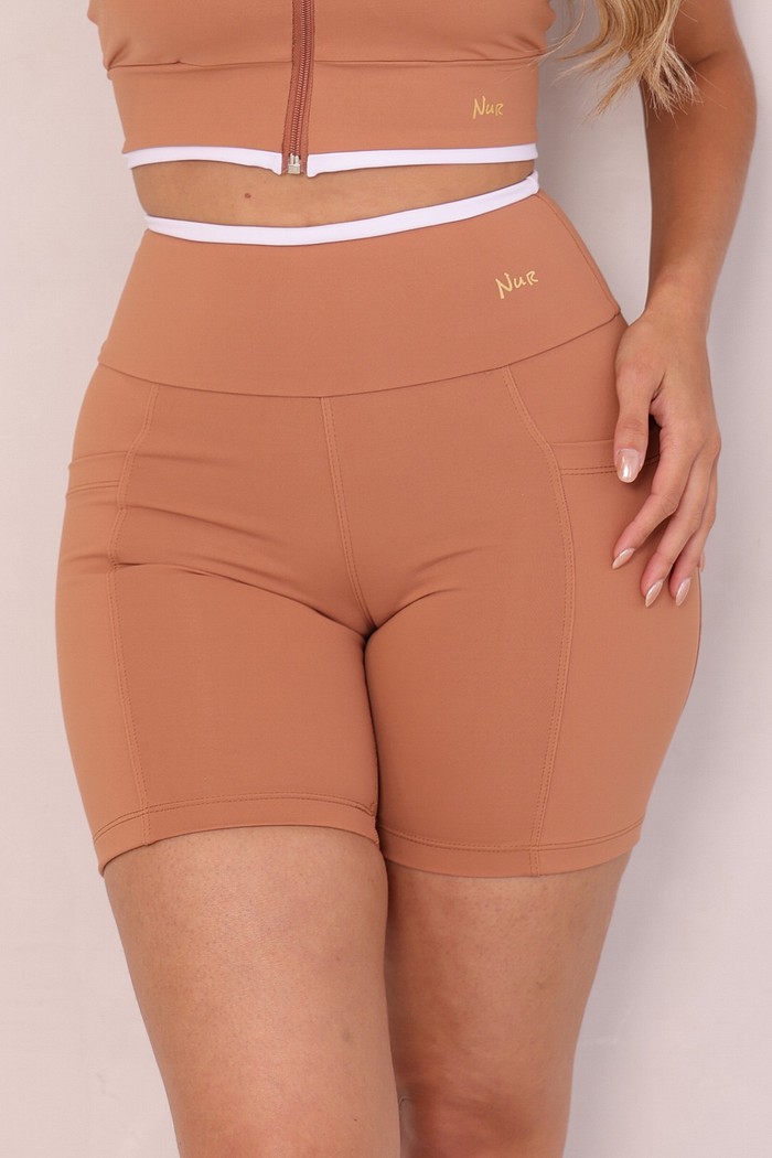 BERMUDA FITNESS COM BOLSO - MOCHA MOUSSE