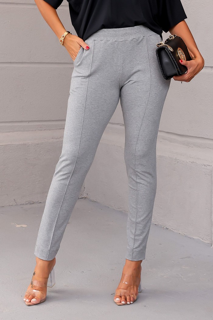 CALÇA MOLETINHO COM FRISO - CINZA MESCLA