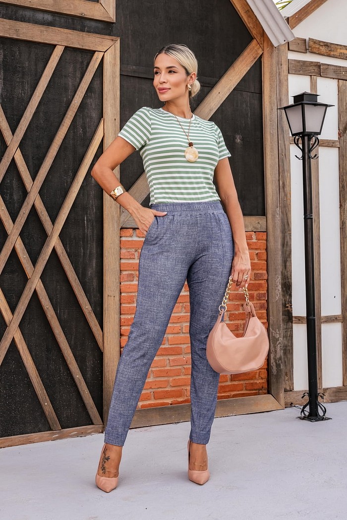 T-SHIRT VISCOLYCRA PREMIUM - LISTRADA VERDE