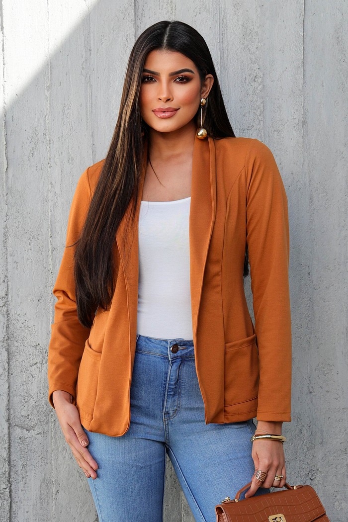 BLAZER MALHA ROMA - CARAMELO