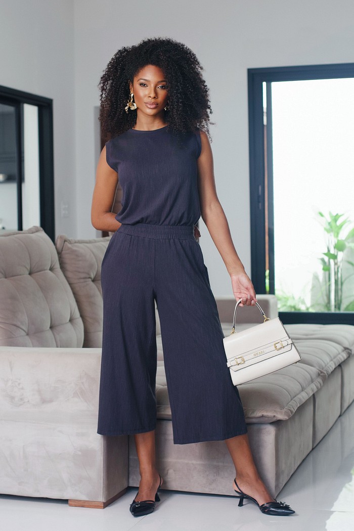 CONJUNTO PANTACOURT LINHO - PRETO