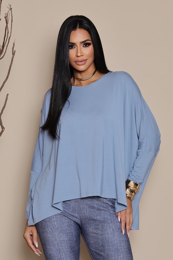 BLUSA MORCEGO MANGA LONGA - AZUL JEANS