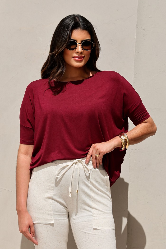 BLUSA AMPLA - BORDÔ