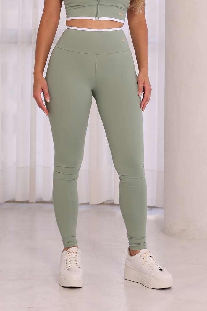LEGGING FITNESS POLIAMIDA - VERDE MALVA