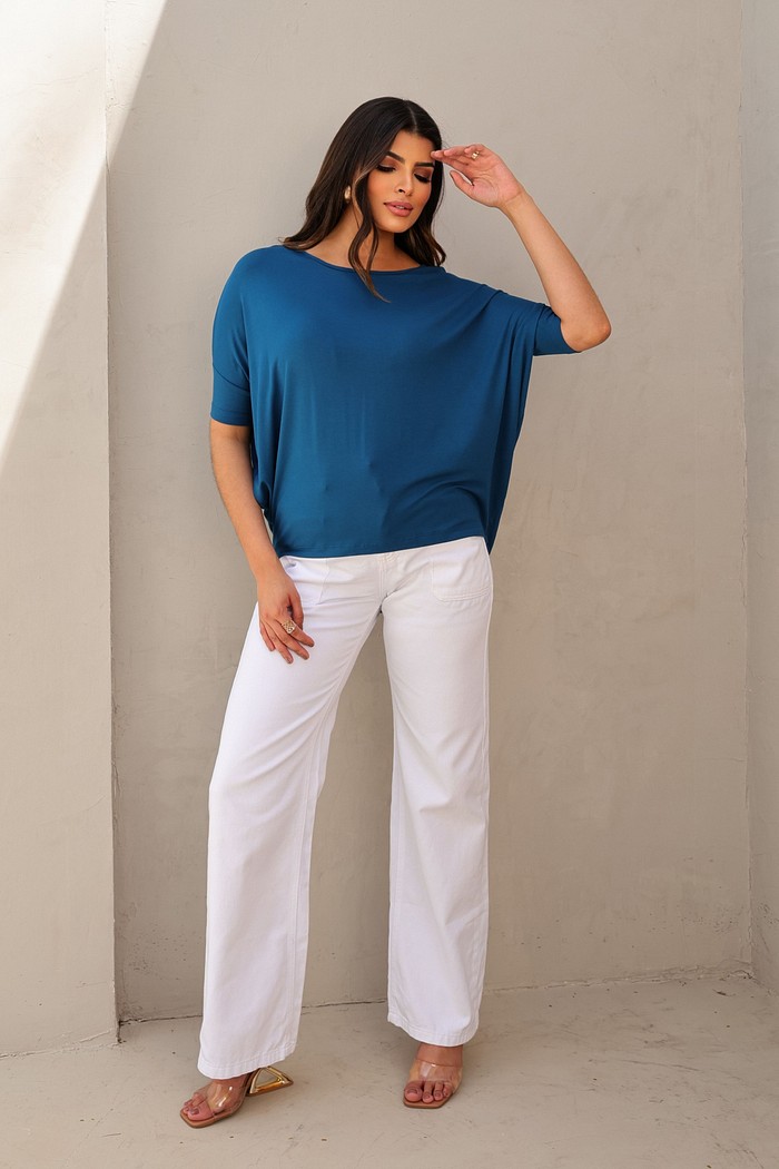 BLUSA AMPLA - AZUL PETRÓLEO