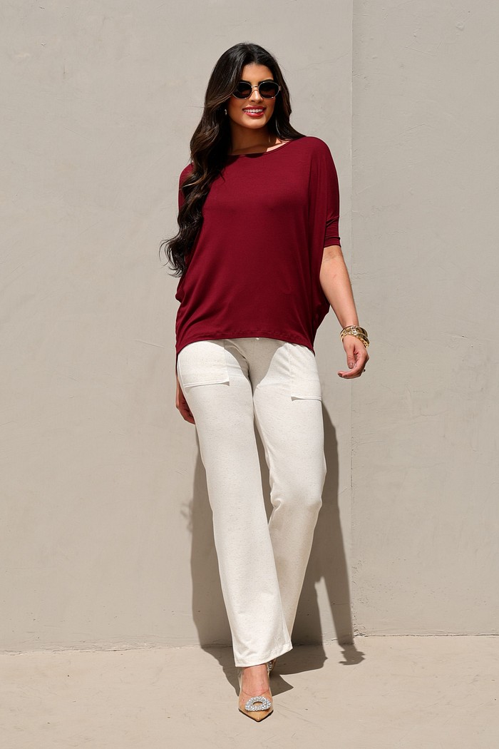 BLUSA AMPLA - BORDÔ