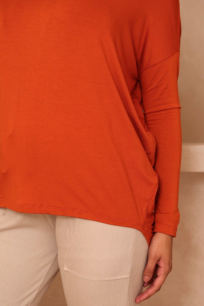 BLUSA AMPLA MANGA LONGA - TERRA COTA