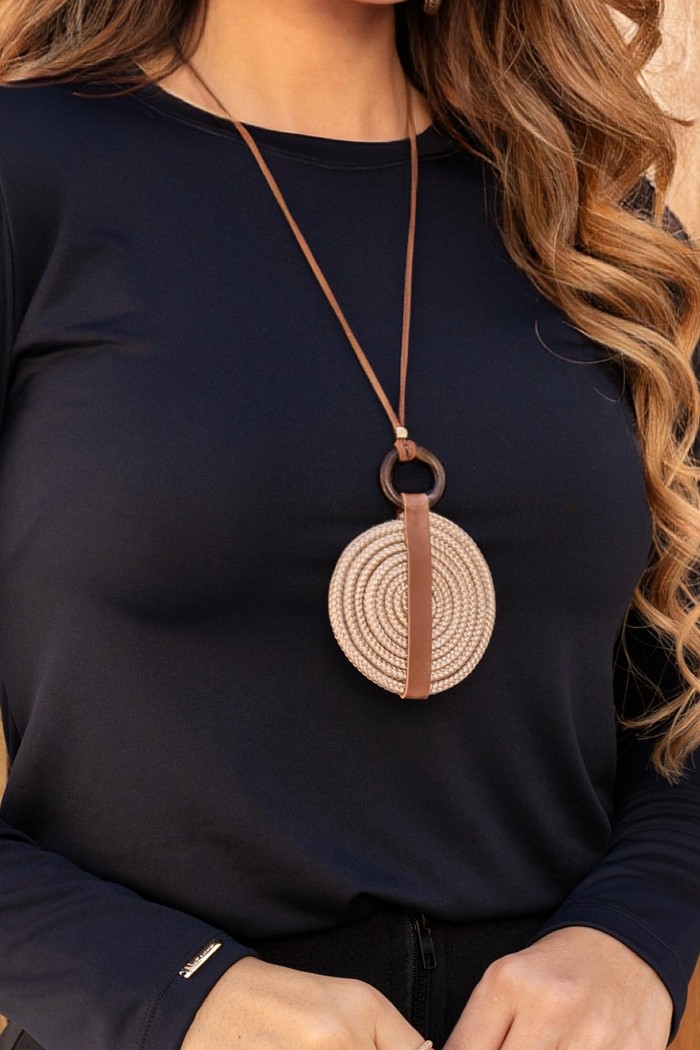 CONJUNTO COLAR E BRINCO CORDA NAÚTICA - BEGE