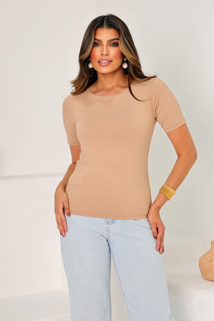 T-SHIRT POLIAMIDA MANGA 3/4 - CAPUCCINO