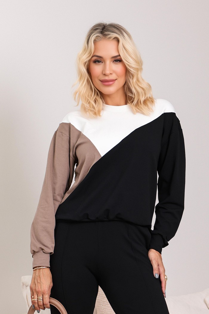 BLUSA MOLETINHO TRICOLOR - PRETA