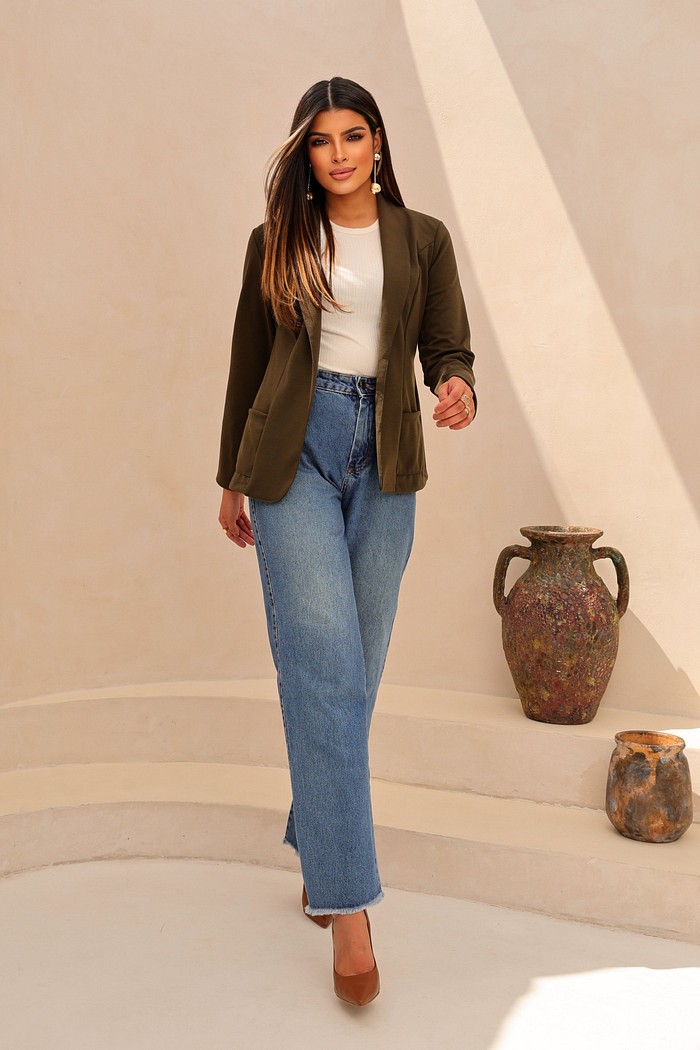 BLAZER MALHA ROMA - VERDE MILITAR