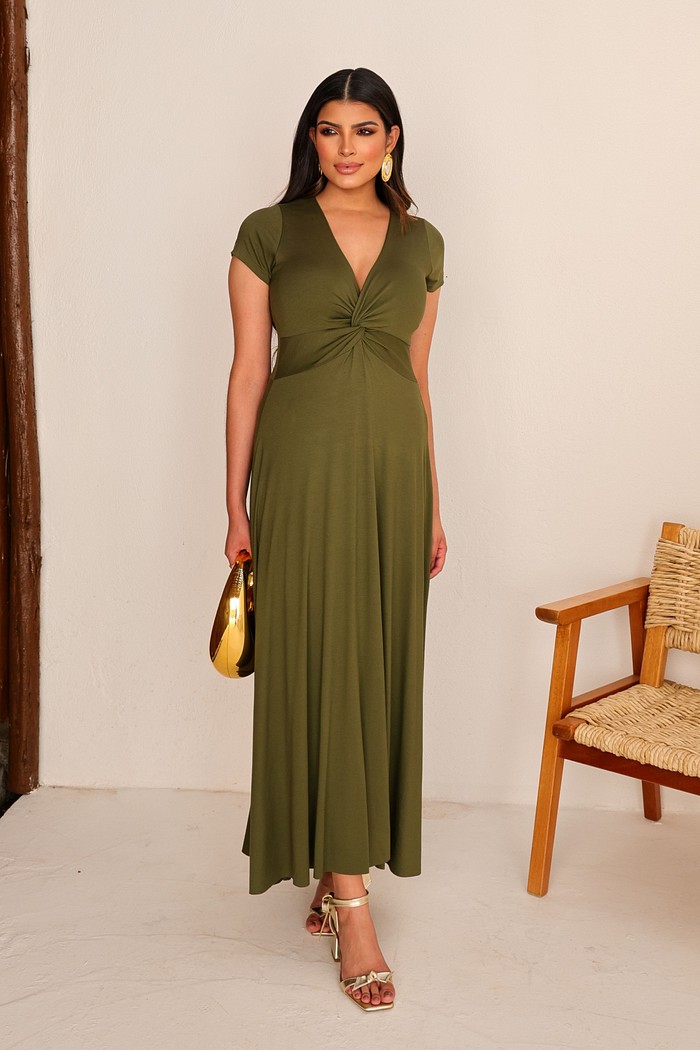 VESTIDO LONGO BUSTO NÓ - VERDE