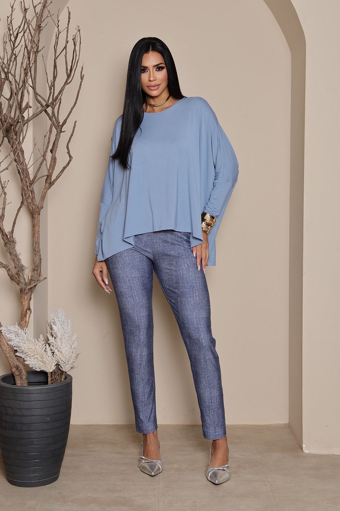 BLUSA MORCEGO MANGA LONGA - AZUL JEANS