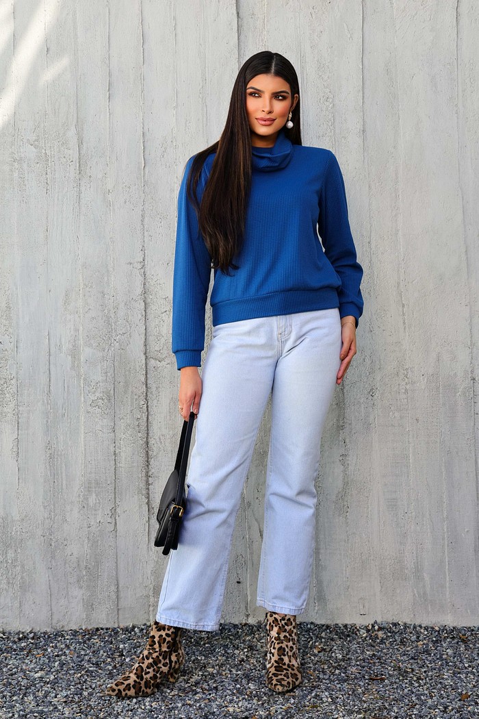 BLUSA TRICÔ - AZUL PETRÓLEO