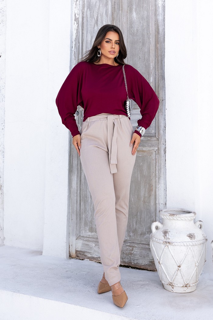 BLUSA VISCOLYCRA MANGA MORCEGO - BORDÔ