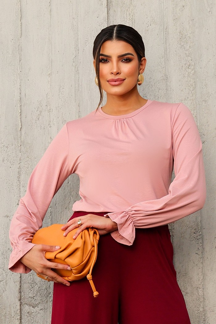 BLUSA PUNHO FRANZIDO - ROSE
