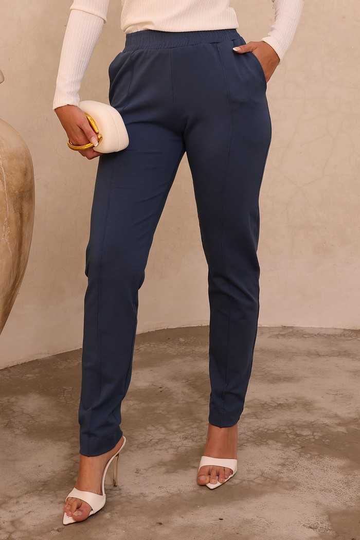 CALÇA MOLETINHO COM FRISO - AZUL