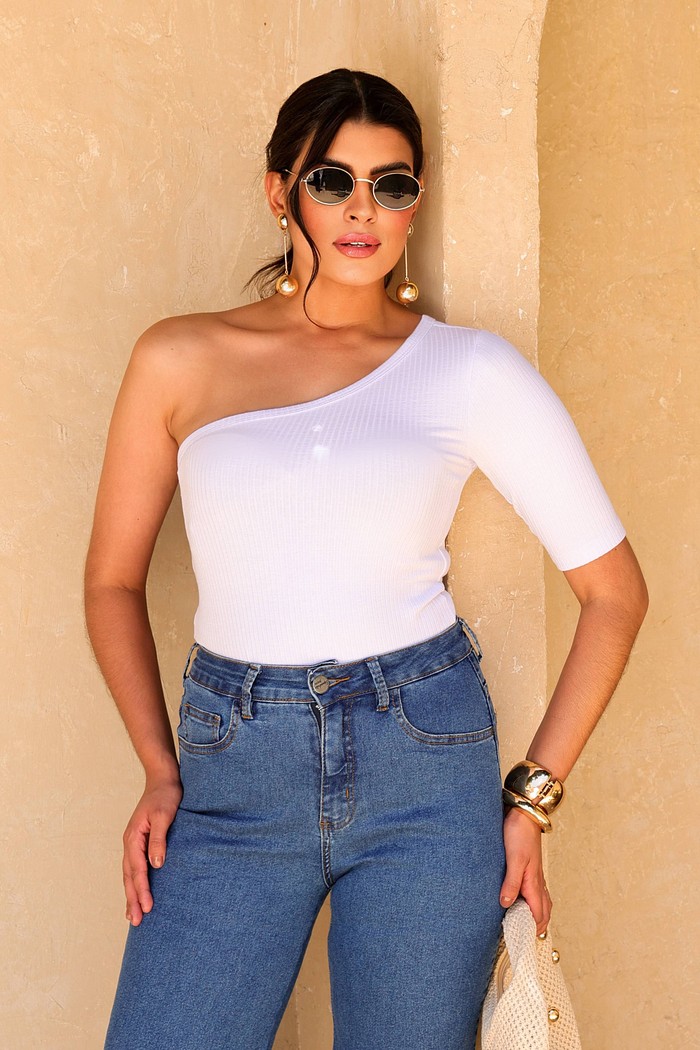 BLUSA MANGA ÚNICA - BRANCA