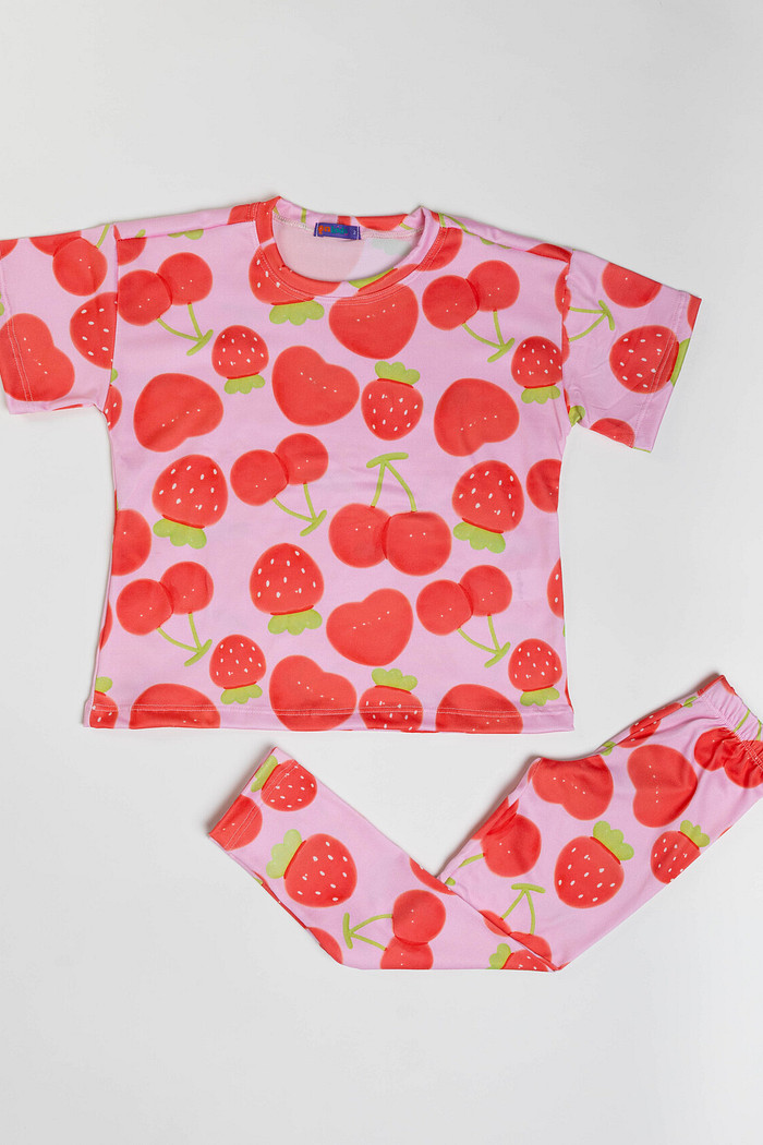 CONJUNTO MENINA CAMISETA E LEGGING DOCE FRUTINHAS