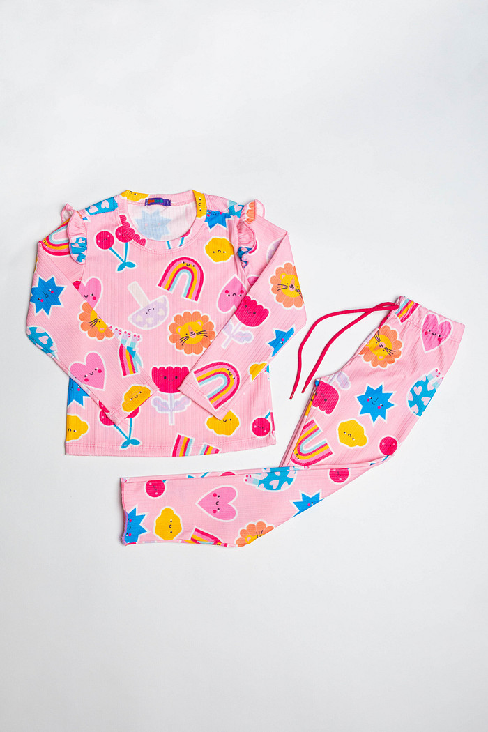 CONJUNTO CALÇA E BLUSA MUNDO COLORIDO