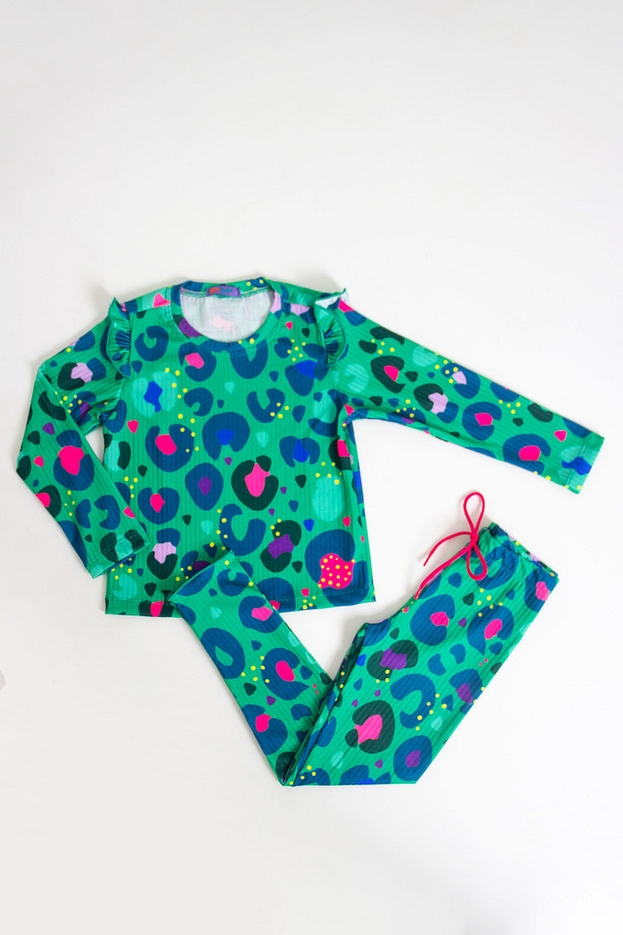 CONJUNTO CALÇA E BLUSA ONÇA VERDE