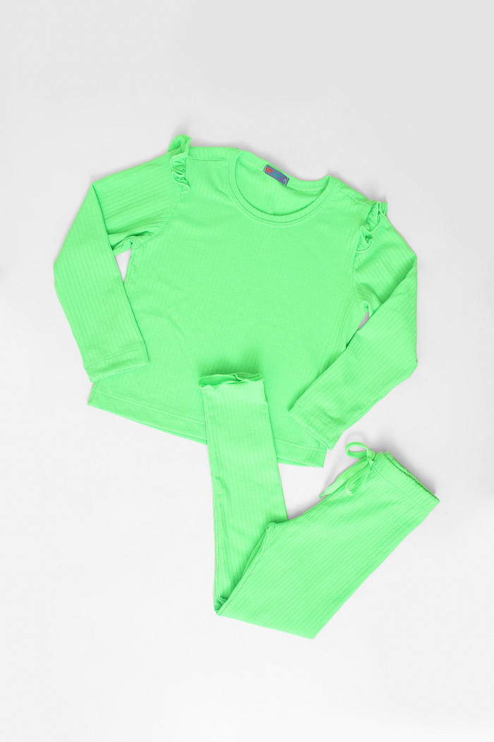 CONJUNTO CALÇA E BLUSA LONGA VERDE NEON