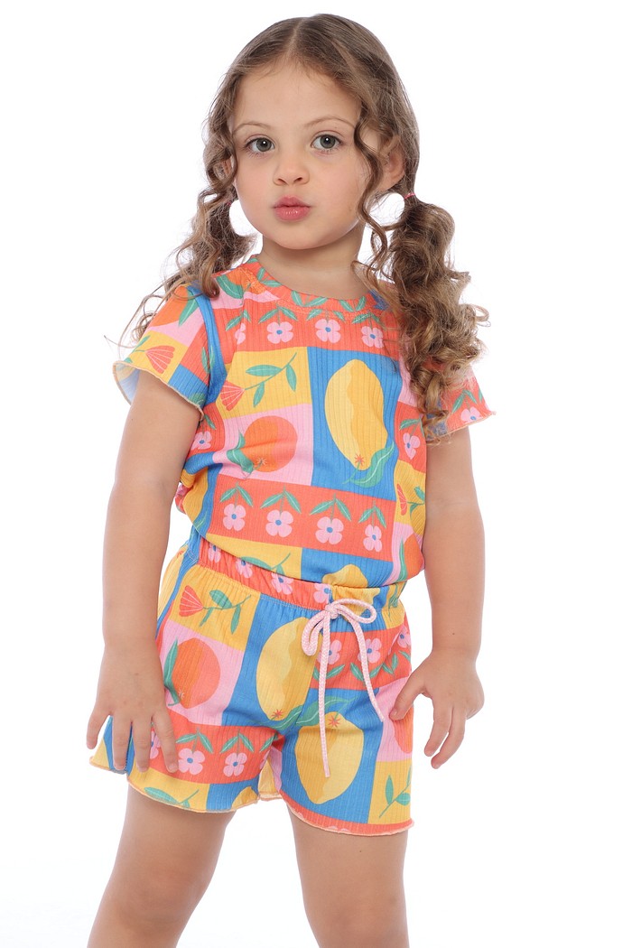CONJUNTO MENINA BLUSA E SHORTS SICILIANO