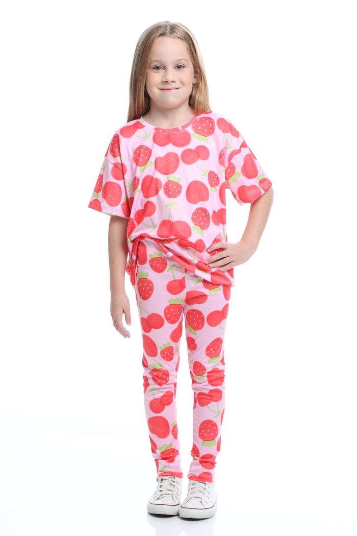 CONJUNTO MENINA CAMISETA E LEGGING DOCE FRUTINHAS