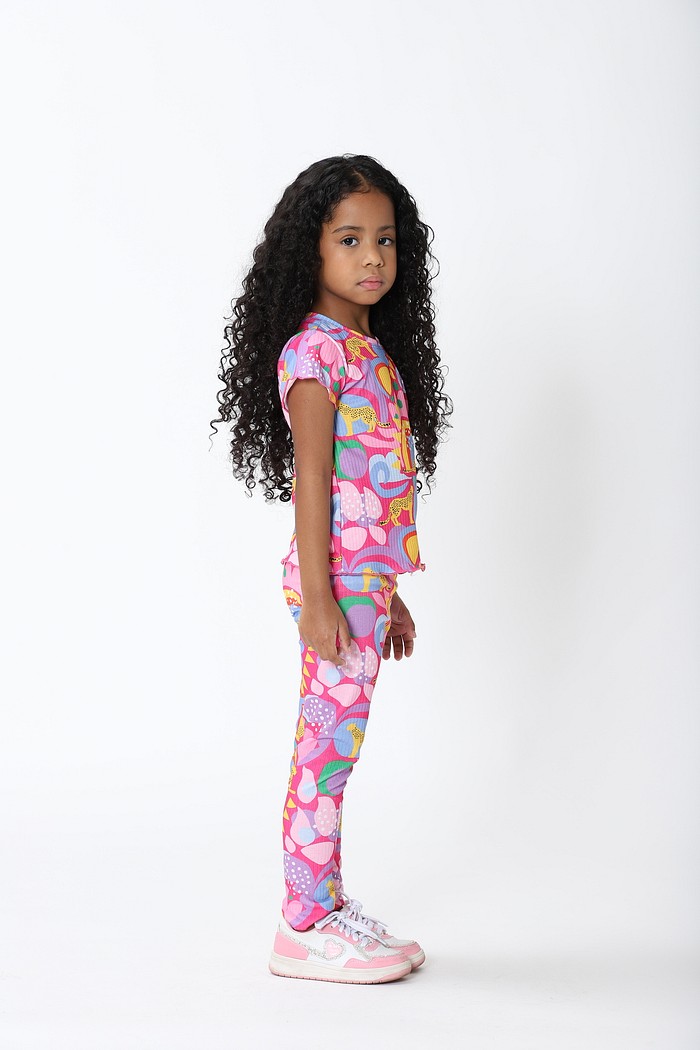 CONJUNTO MENINA BLUSA E CALÇA LEOPARD