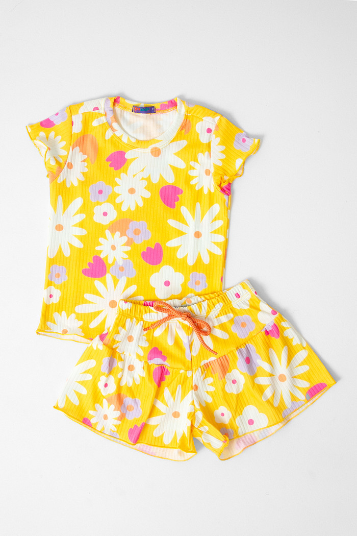 CONJUNTO MENINA BLUSA E SHORTS JARDIM