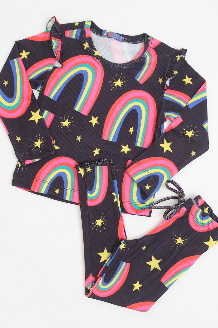CONJUNTO CALÇA E BLUSA LONGA ARCO IRIS BLACK