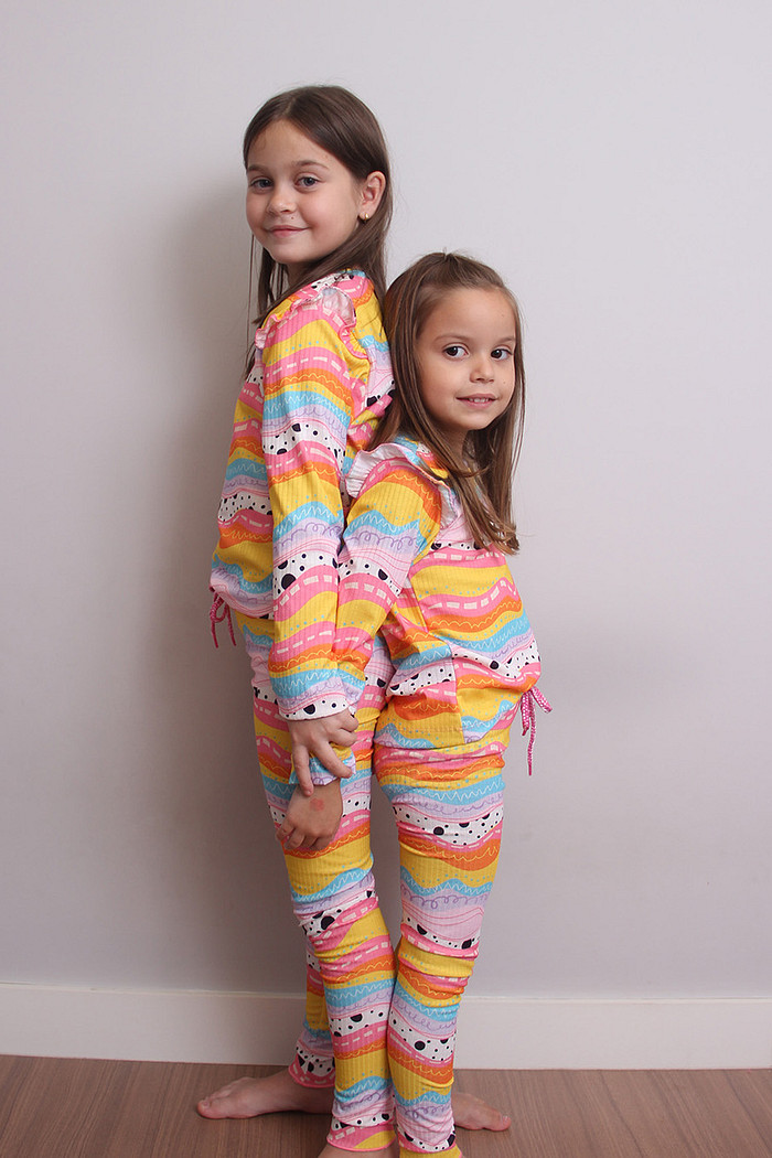 CONJUNTO CALÇA E BLUSA LONGA ONDA COLORIDA