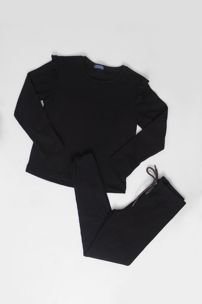 CONJUNTO CALÇA E BLUSA LONGA PRETO
