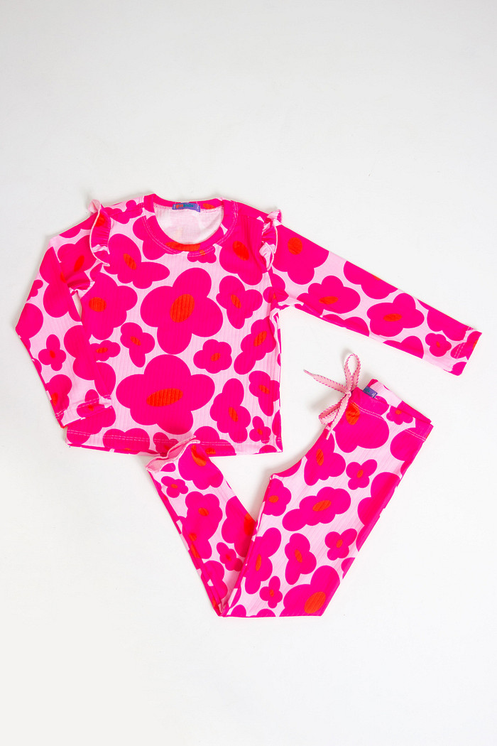 CONJUNTO CALÇA E BLUSA NEON FLOWER