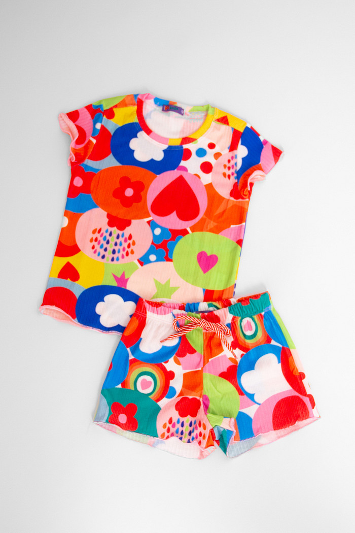 CONJUNTO MENINA BLUSA E SHORTS COLORS