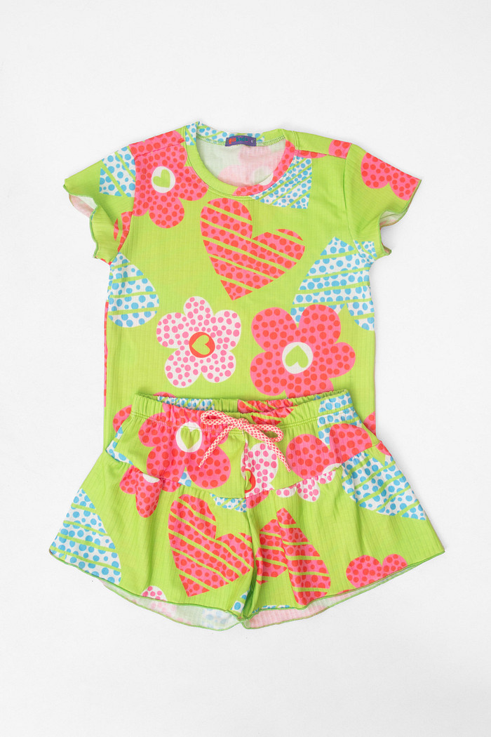 CONJUNTO MENINA BLUSA E SHORTS FLORESCER