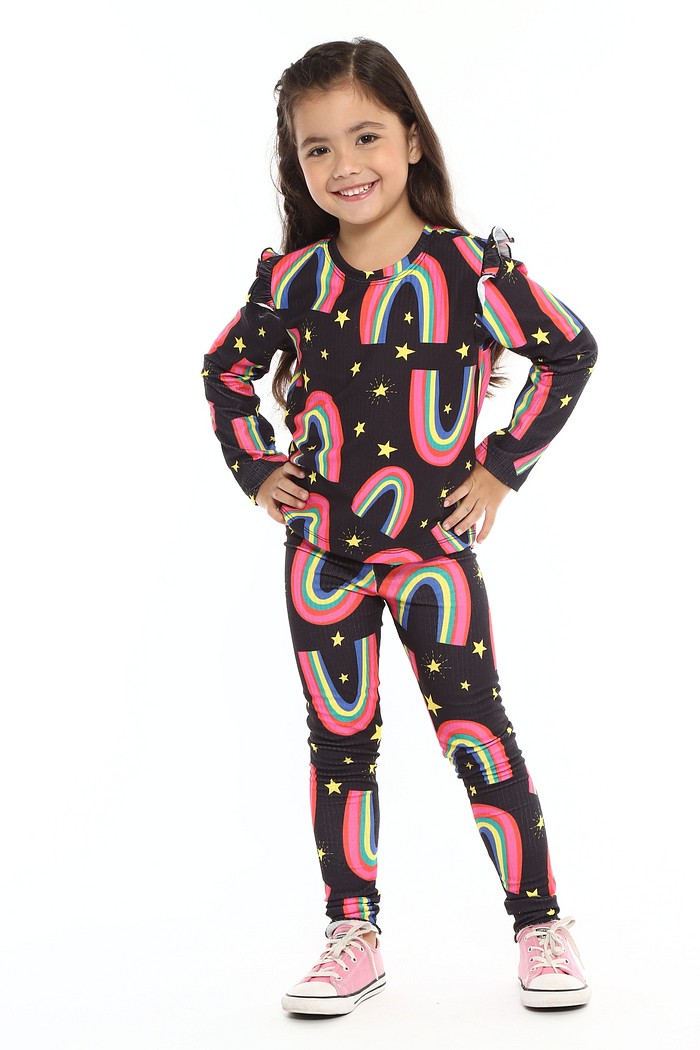 CONJUNTO CALÇA E BLUSA LONGA ARCO IRIS BLACK